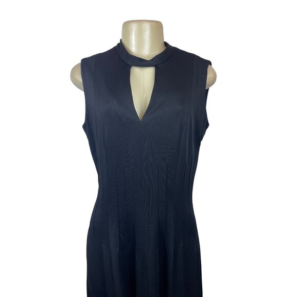 Vintage Ayres Unlimited Sleeveless Black Maxi Dress With Keyhole Neckline Sz S/M - Picture 4 of 7